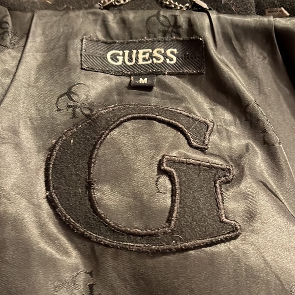 Guess Black Wool Blend Double Breasted Coat Sz M - Picture 6 of 8